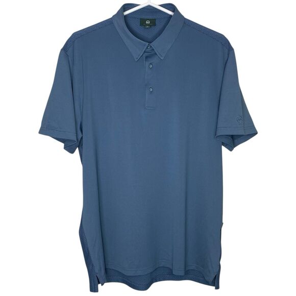AG Adriano Goldschmied Polo Shirt Mens M Blue Short Sleeve Mesh Golf Green Label - Picture 1 of 9
